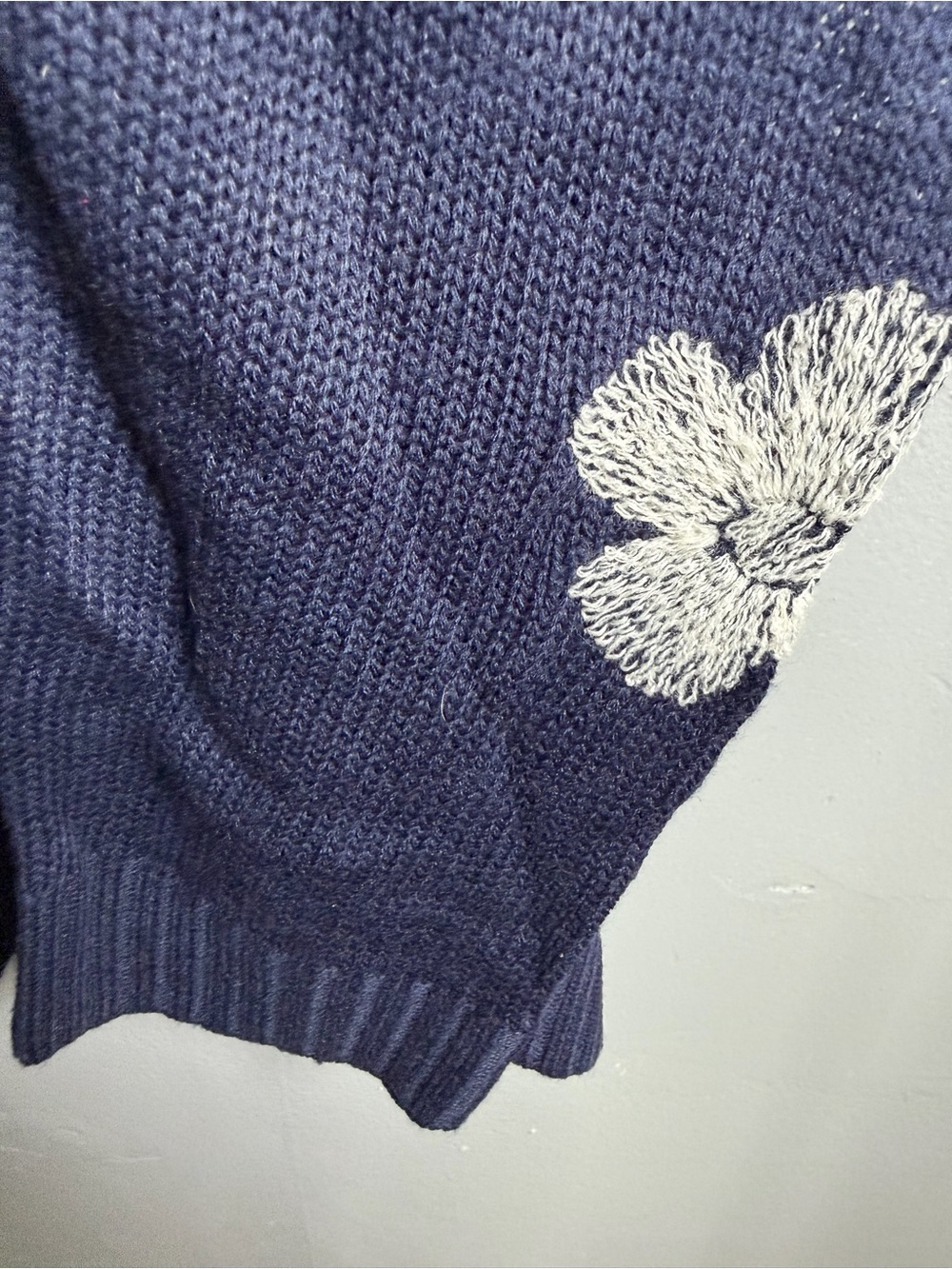 Lane Bryant Navy Open-Front Cardigan with Cream Floral Knit 18/20 New - Picture 6 of 9